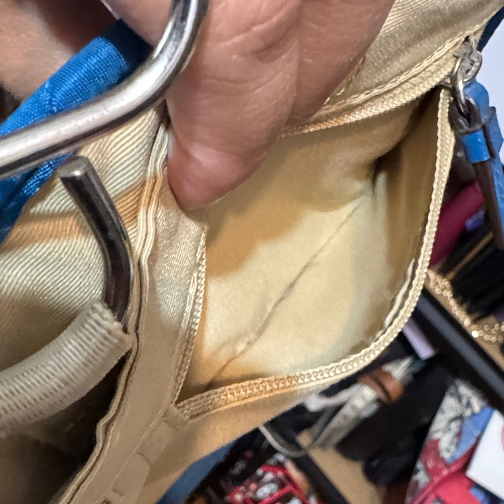 Coach Nylon Blue Signature Cosmetic Travel Case - Picture 9 of 10